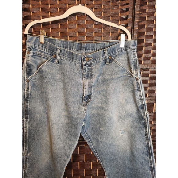 Vintage Wrangler Carpenter‎ Jeans 34x29 Blue Denim Straight Leg Workwear - Picture 2 of 15